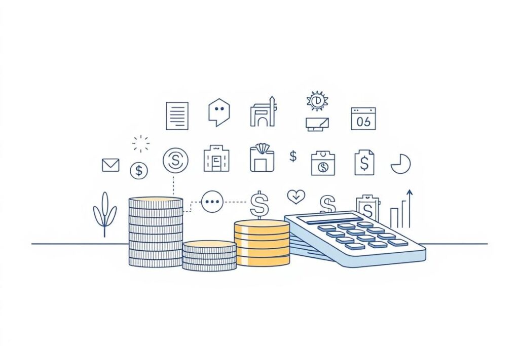 A minimalist, clean-lined illustration depicting various budgeting tips and strategies. In the foreground, a neatly organized stack of coins, bills, and a calculator conveying the act of budgeting. In the middle ground, abstract icons and symbols representing different budgeting approaches such as categorizing expenses, tracking spending, and setting financial goals. The background features a soft, pastel-toned gradient, creating a calming, organized atmosphere. Bright, even lighting illuminates the scene, lending a sense of clarity and focus. The overall composition is balanced and visually appealing, emphasizing the practicality and organization of effective budgeting.