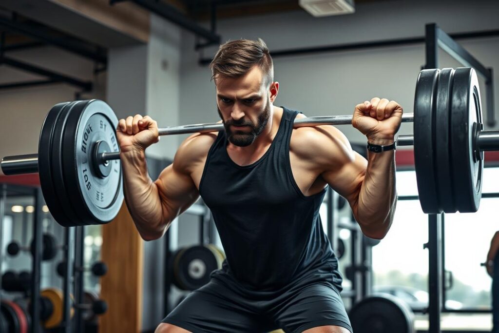 Generate an image of a weightlifter performing a snatch lift