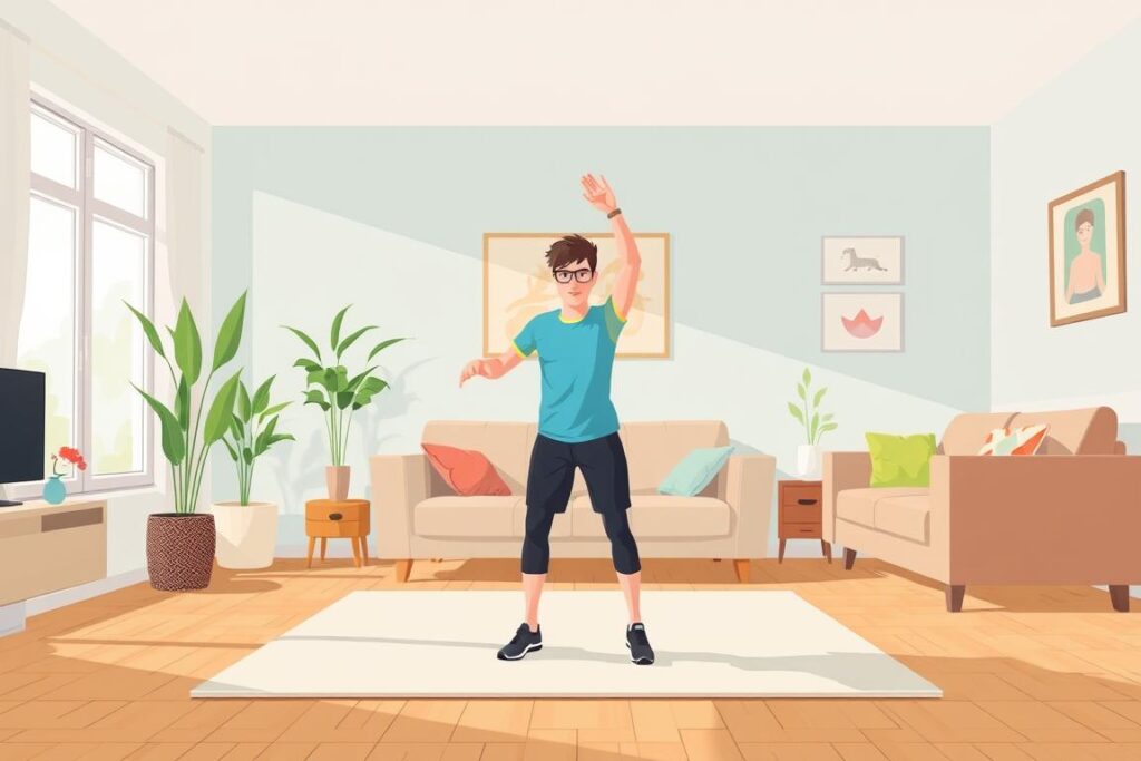 Image of a person doing a bodyweight HIIT workout at home