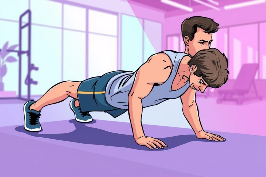 Image of a person performing a plank-based HIIT exercise
