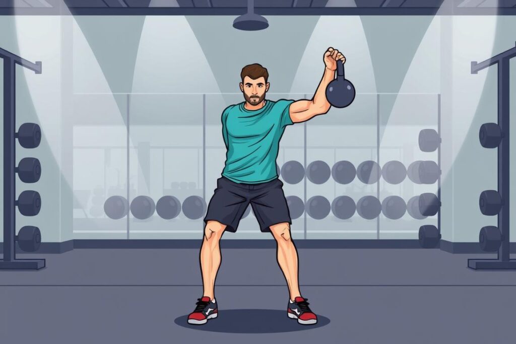 Image of a person performing kettlebell swings